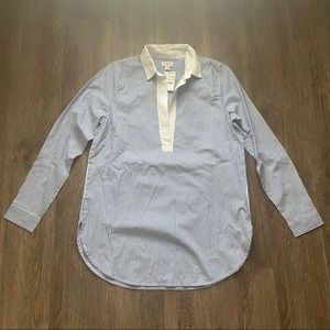 J. Crew Blue Pinstripe Seersucker Collared Tunic in Size XXS